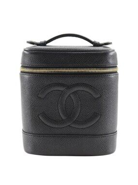 Chanel Vanity Handbag Caviar Leather Black Pouch